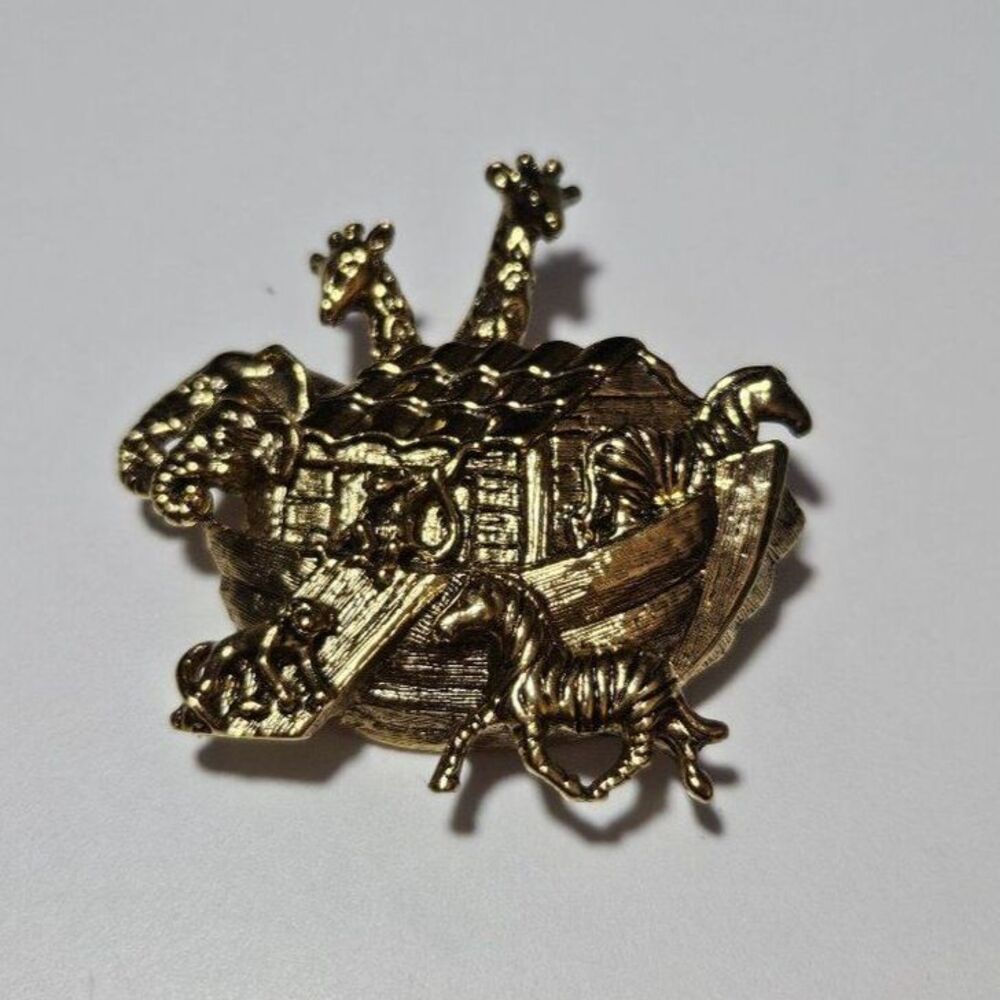 Avon vintage gold tone ark brooch